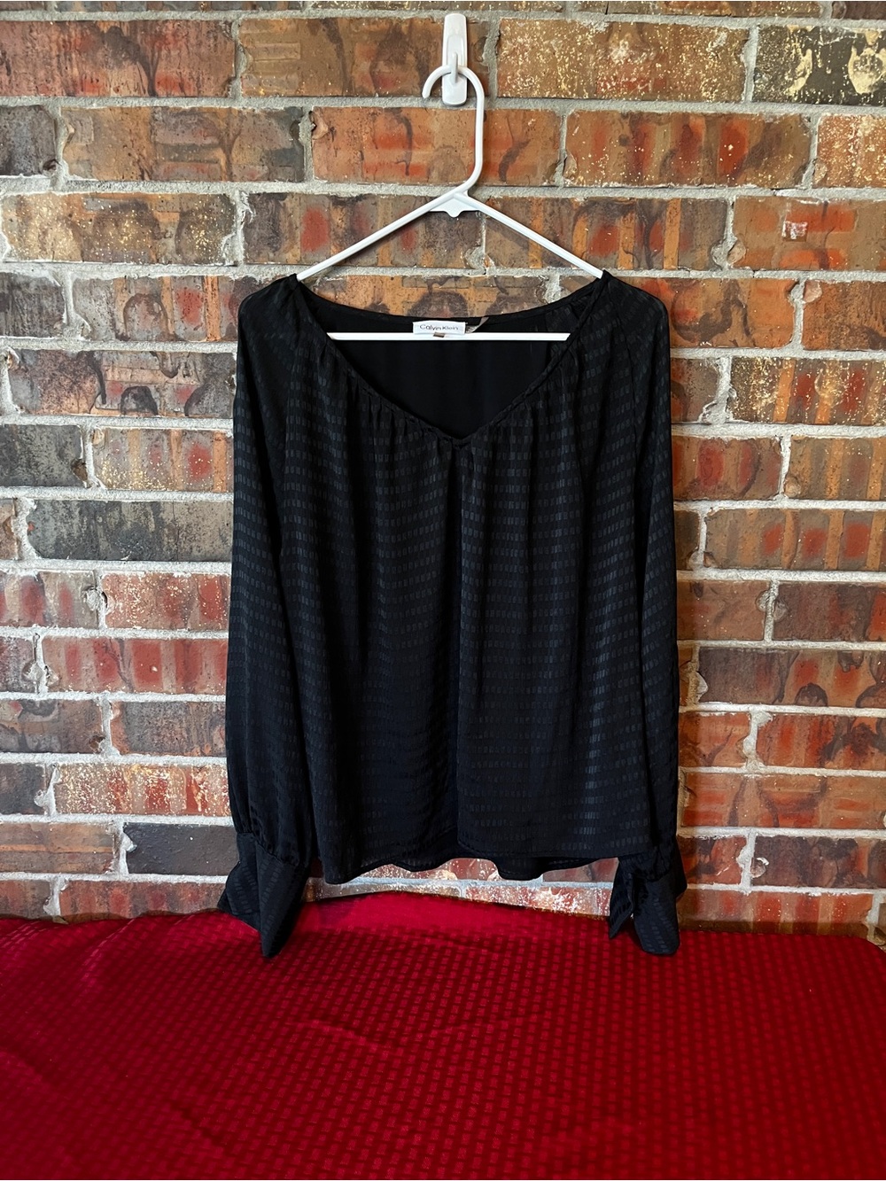 Calvin Klein Women’s Black Striped Long Sleeve Blouse Size:XL